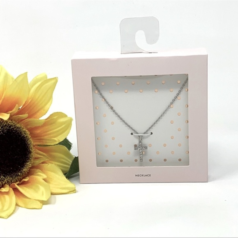 🎁 1 LEFT! Sterling Silver CZ Cross Necklace Gift Box by Modern Expression